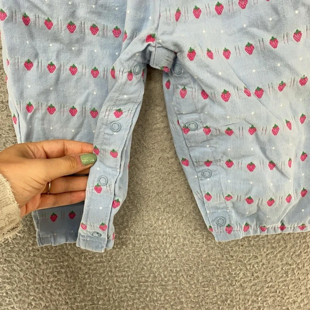 Vintage OshKosh B'gosh Overalls Girls 2T Strawberry Dot Print Vestbak 90s